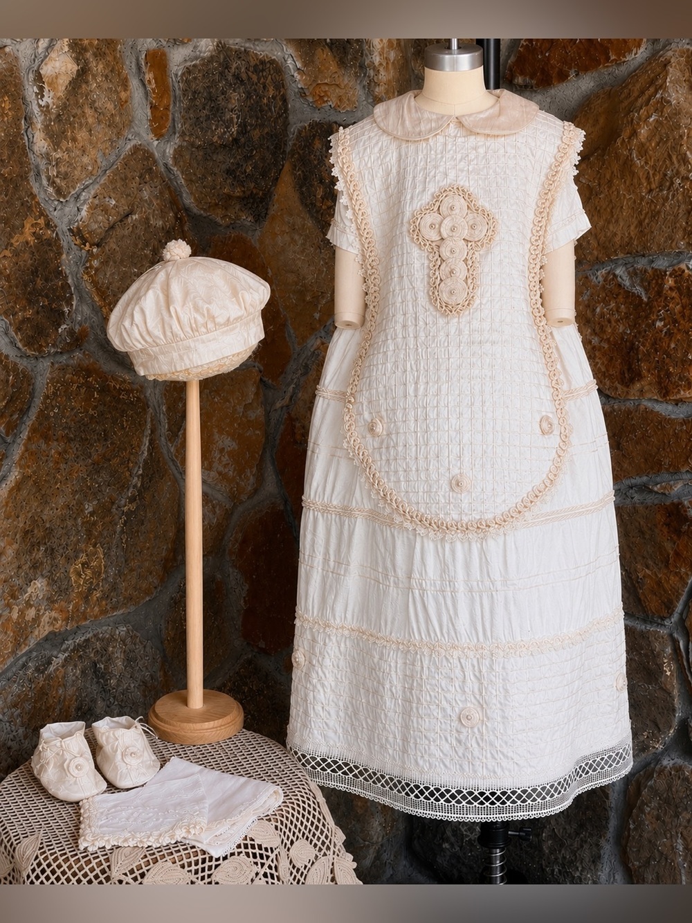 Silk Baby Boy Convertible Heirloom Gown Romper Set 12–18M Formal Linen Revival